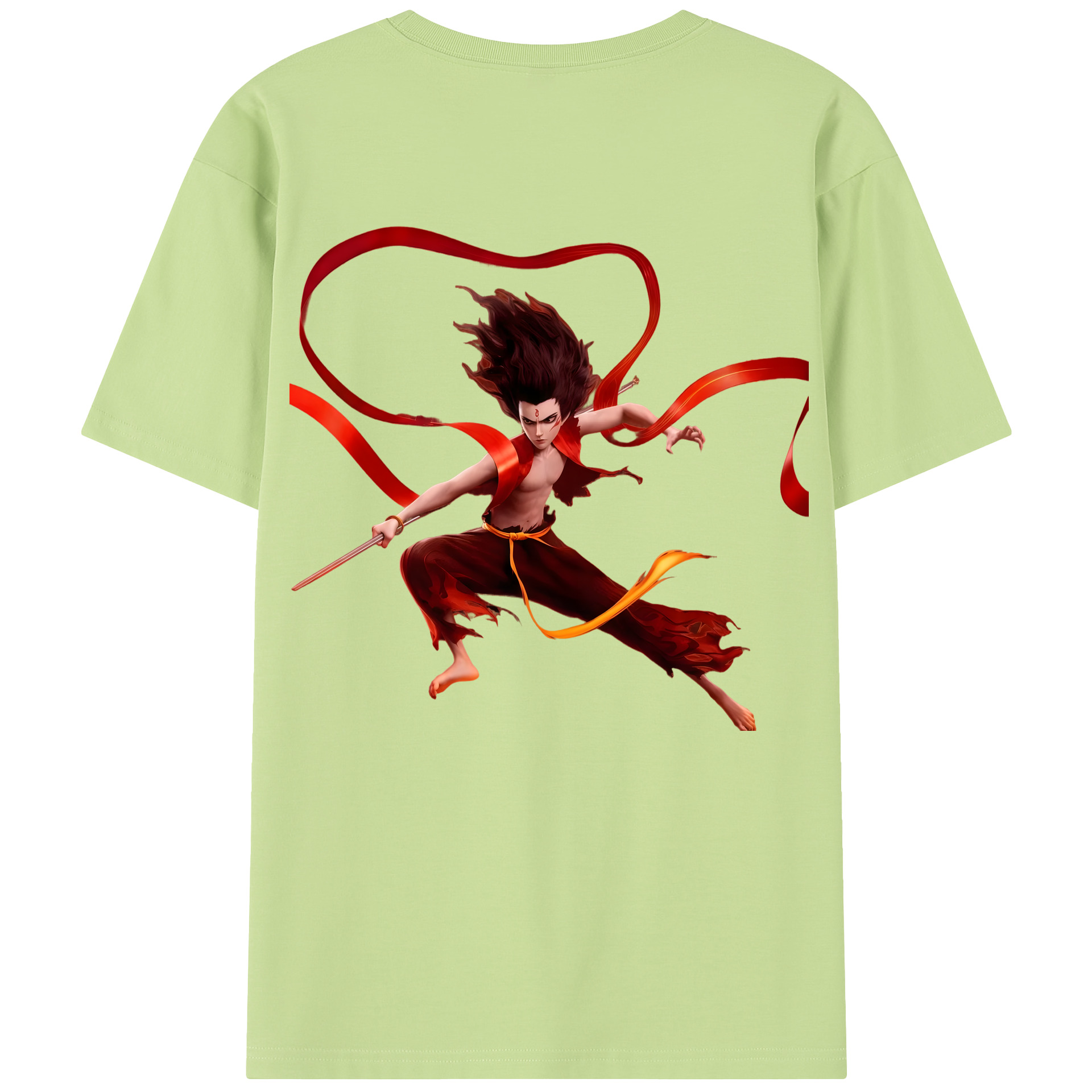 （画像用） Ne Zha 2 ナタ 魔童の大暴れ 綿100％半袖Tシャツ（背面プリント）